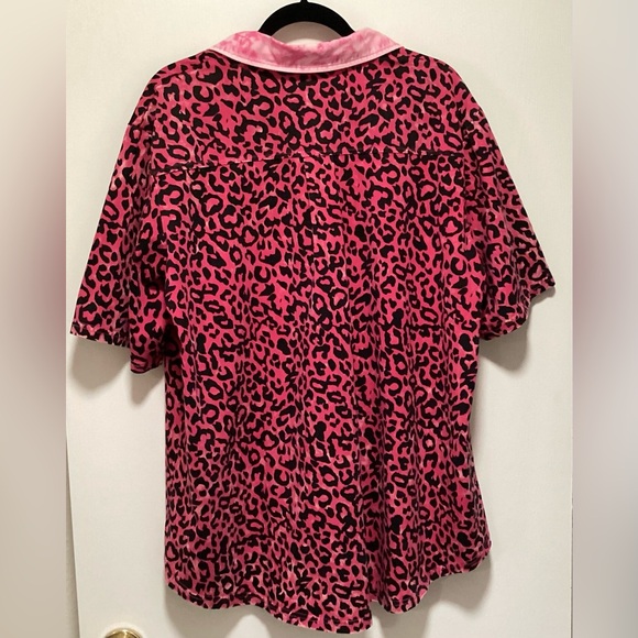 BiBi Pink Leopard Print Button-Up Shirt - Picture 6 of 6
